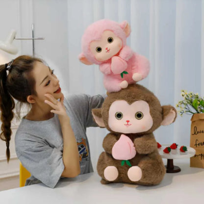 Cute Monkey Soft Toy with Peach 35cm with 3 Colors