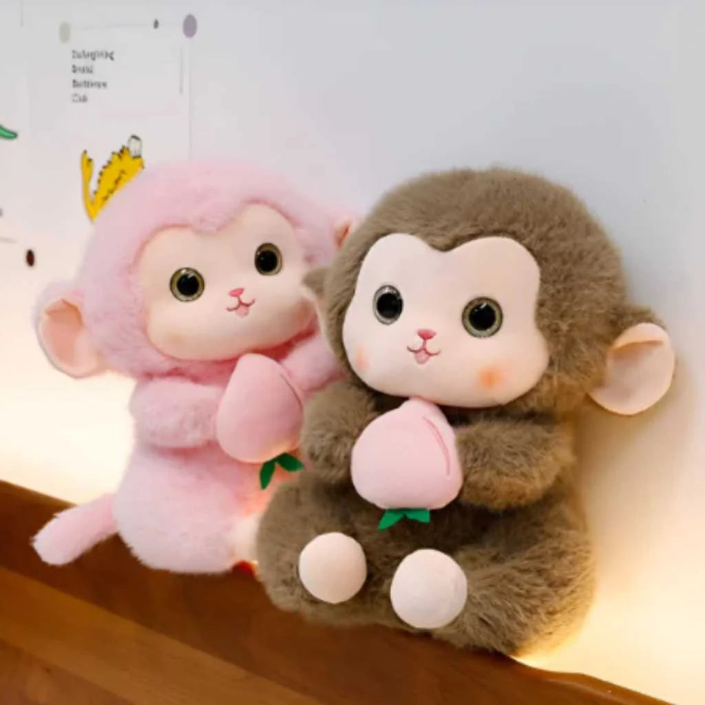 Cute Monkey Soft Toy with Peach 35cm with 3 Colors