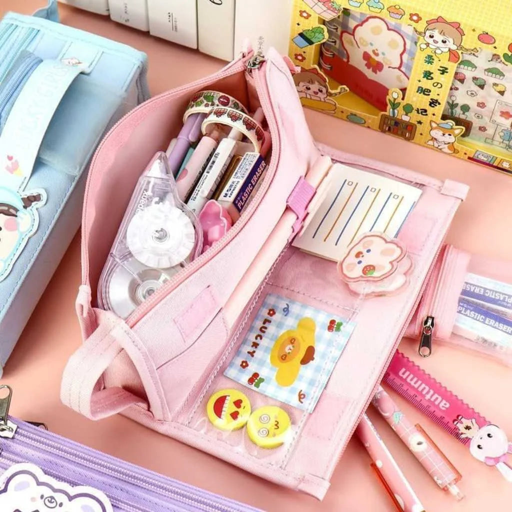 Cute Multi Layer Pencil Pouch with Mini Pocket