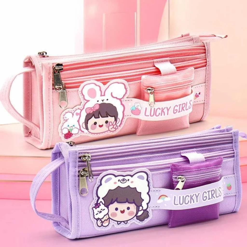 Cute Multi Layer Pencil Pouch with Mini Pocket