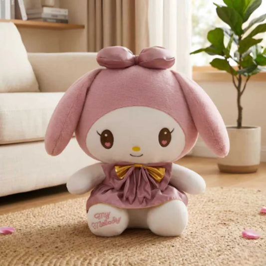 Cute My Melody Soft Toy 35cm Pink Dress and Gold Bow