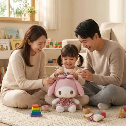 Cute My Melody Soft Toy 35cm Pink Dress and Gold Bow