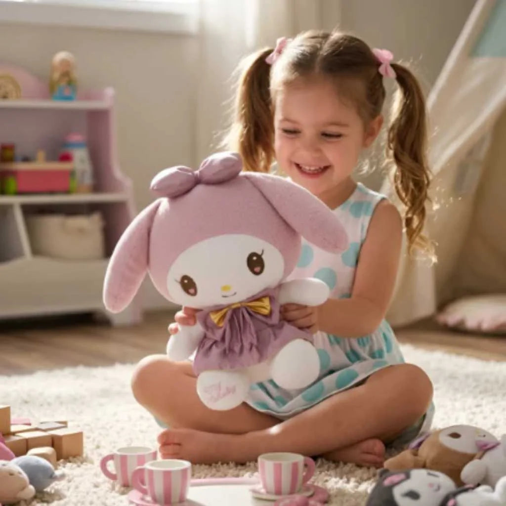 Cute My Melody Soft Toy 35cm Pink Dress and Gold Bow