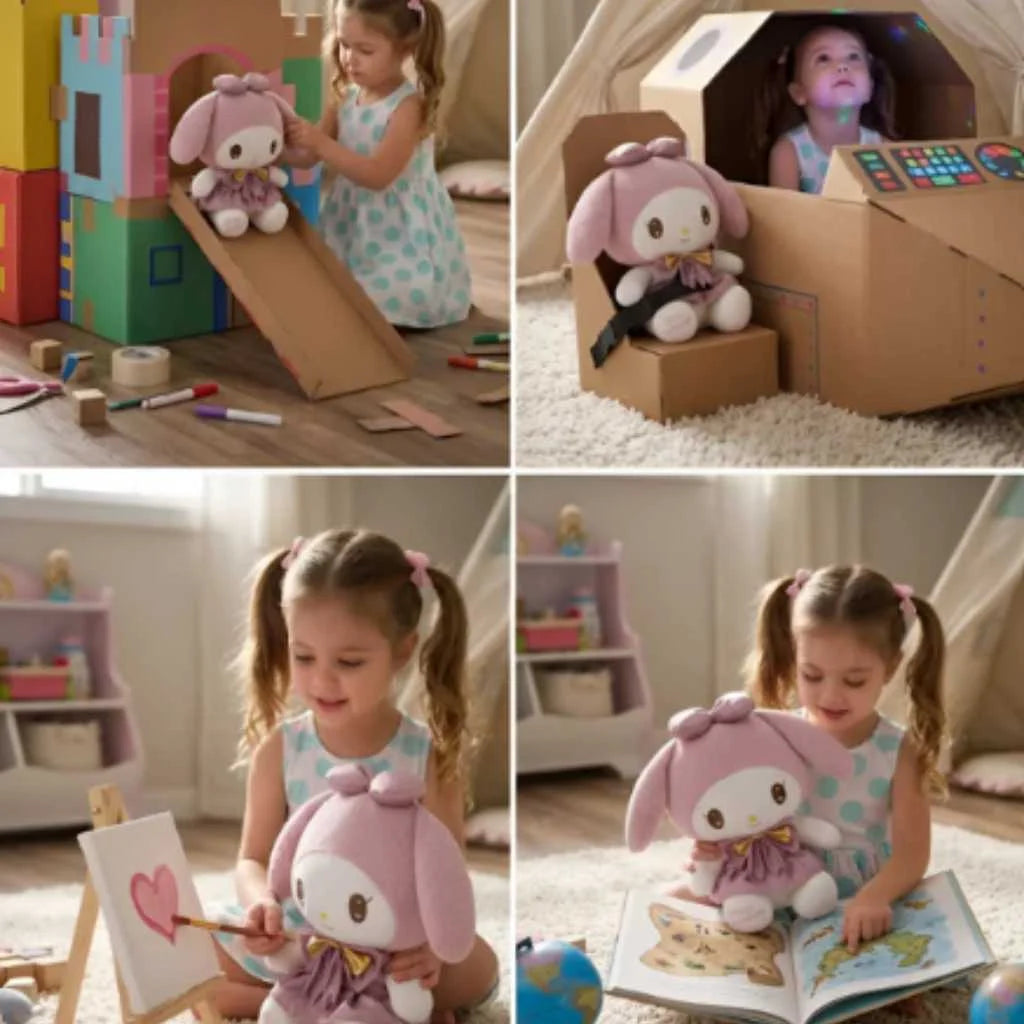 Cute My Melody Soft Toy 35cm Pink Dress and Gold Bow