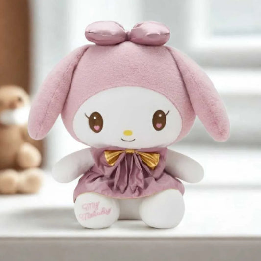 Cute My Melody Soft Toy 35cm Pink Dress and Gold Bow