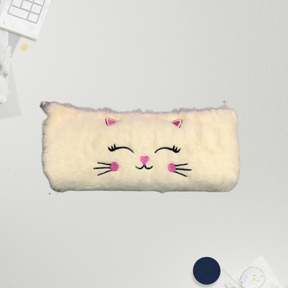 Cute Plush Cat Pencil Pouch for Kids | Ultra-Soft & Spacious