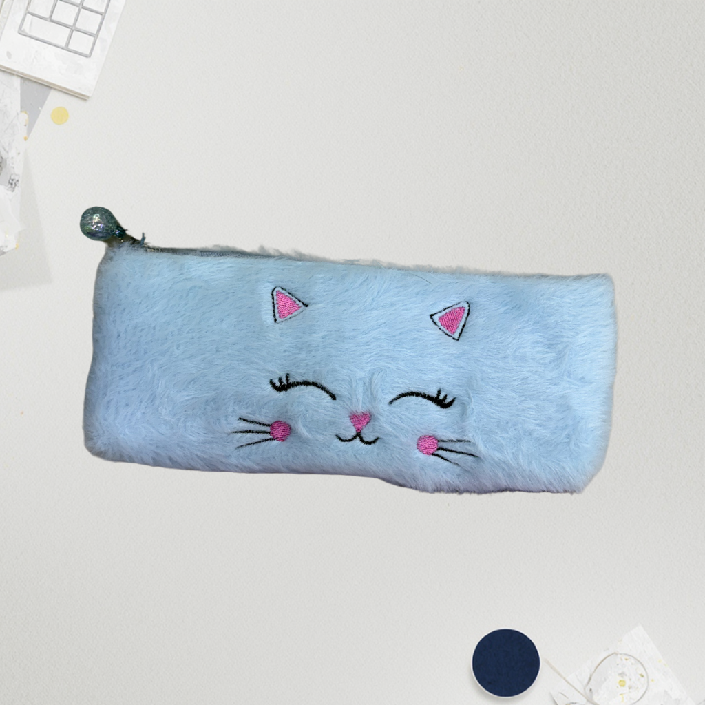 Cute Plush Cat Pencil Pouch for Kids | Ultra-Soft & Spacious