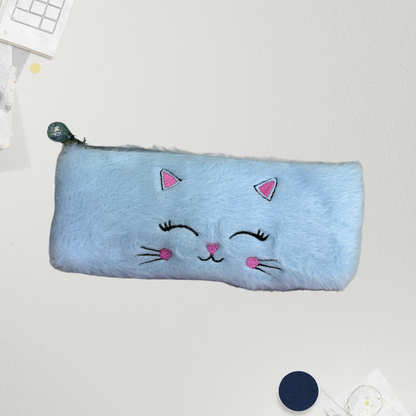 Cute Plush Cat Pencil Pouch for Kids | Ultra-Soft & Spacious