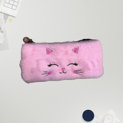 Cute Plush Cat Pencil Pouch for Kids | Ultra-Soft & Spacious