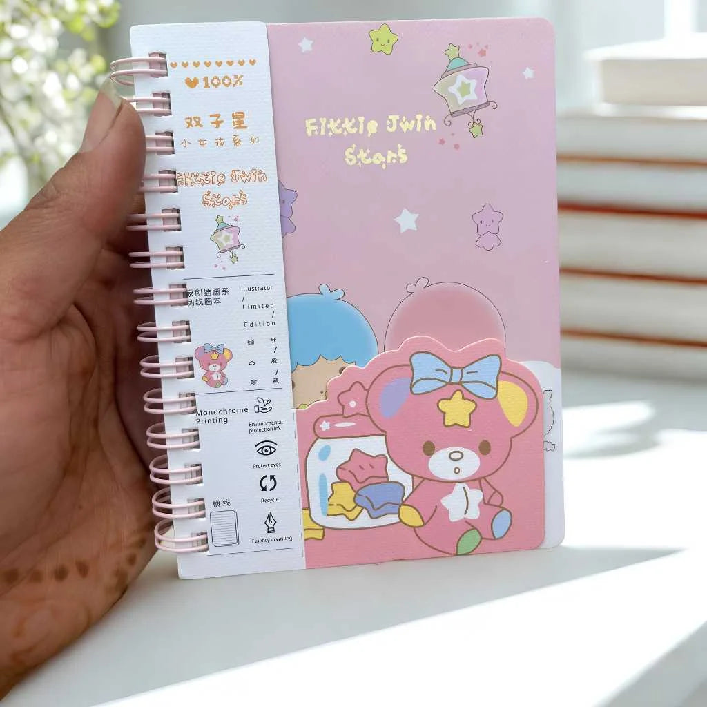 Cute Premium Teddy Spiral Diaries (Available in Beige, Blue, Peach, and Pink)