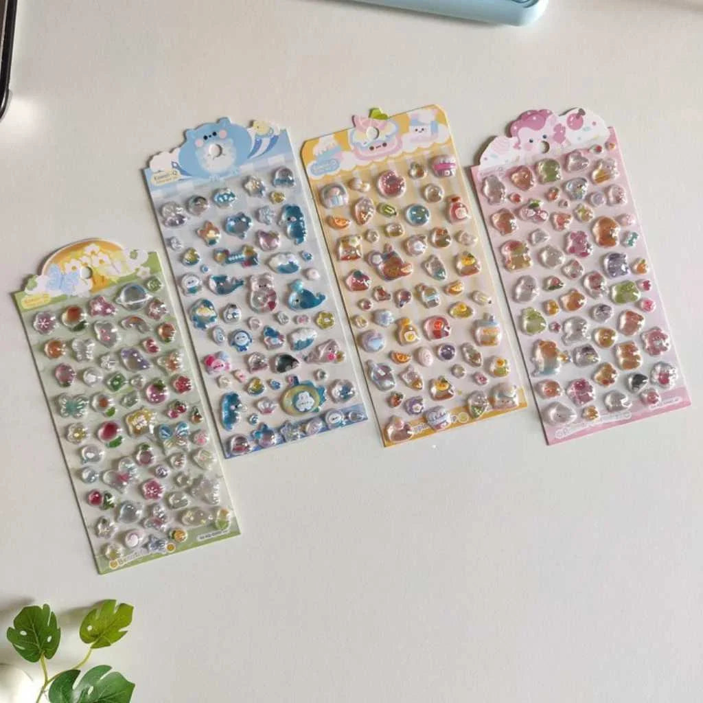 Cute Puffy 3D Decorative Sticker Sheets Pack of 2