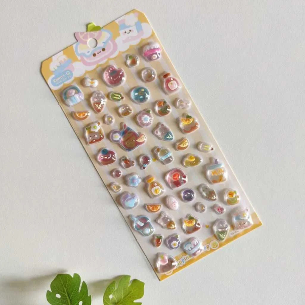 Cute Puffy 3D Decorative Sticker Sheets Pack of 2