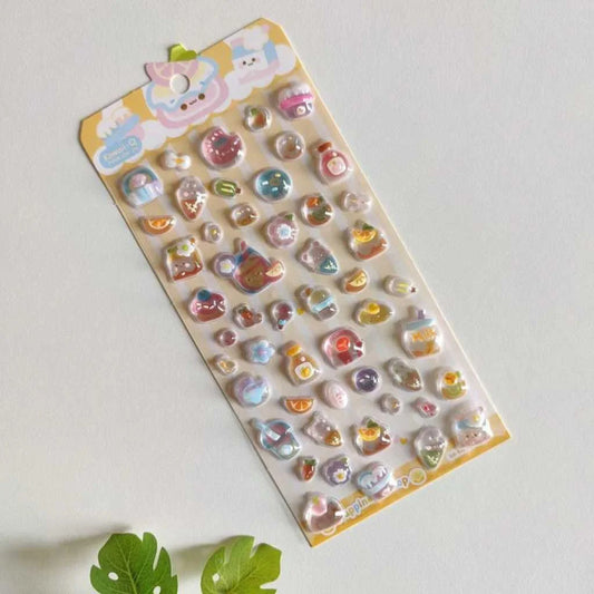 Cute Puffy 3D Decorative Sticker Sheets Pack of 2