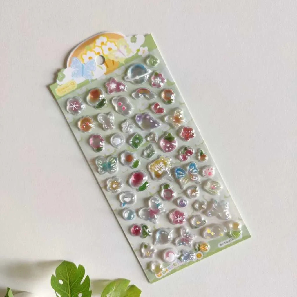 Cute Puffy 3D Decorative Sticker Sheets Pack of 2