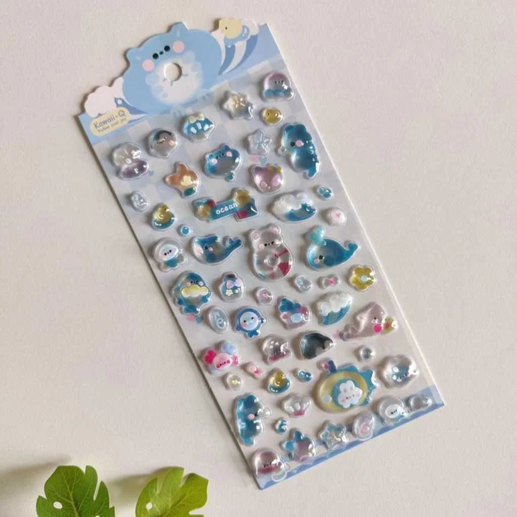 Cute Puffy 3D Decorative Sticker Sheets Pack of 2