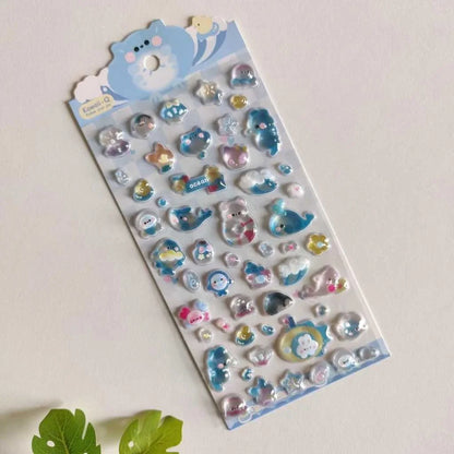 Cute Puffy 3D Decorative Sticker Sheets Pack of 2
