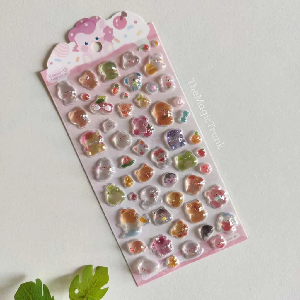 Cute Puffy 3D Decorative Sticker Sheets Pack of 2