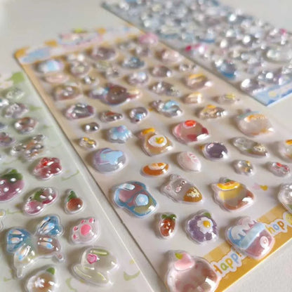 Cute Puffy 3D Decorative Sticker Sheets Pack of 2