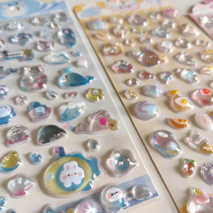 Cute Puffy 3D Decorative Sticker Sheets Pack of 2