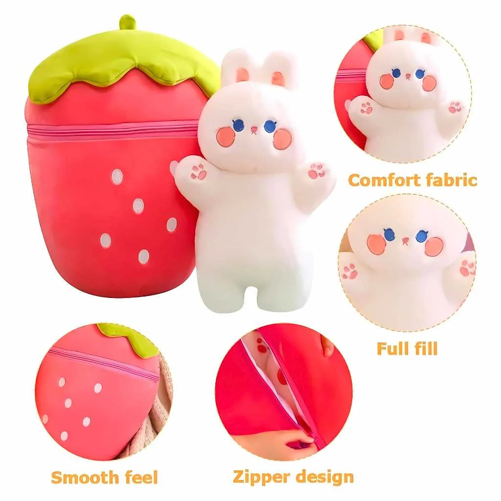 Cute Reversible Rabbit Soft Toy Plush Pillow