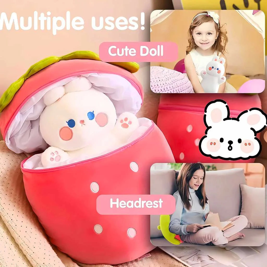 Cute Reversible Rabbit Soft Toy Plush Pillow