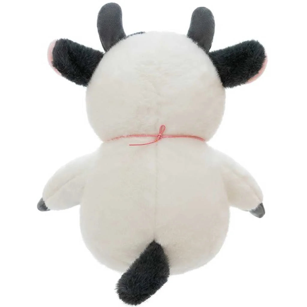 Cute Sitting Heart Bow Fur Cow Soft Toy 35cm Plush