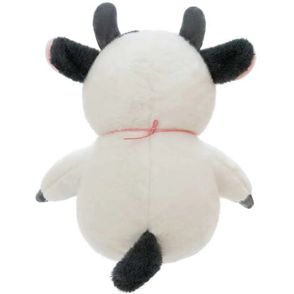 Cute Sitting Heart Bow Fur Cow Soft Toy 35cm Plush