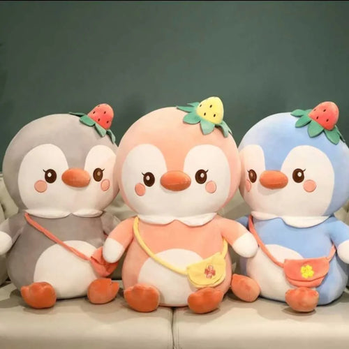 Cute Strawberry Penguin Soft Toy with Sling Bag