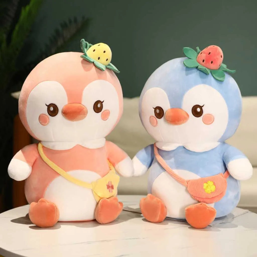 Cute Strawberry Penguin Soft Toy with Sling Bag
