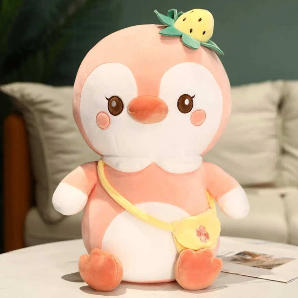 Cute Strawberry Penguin Soft Toy with Sling Bag