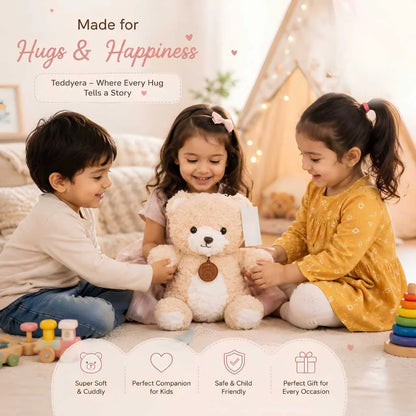 Cute Teddy Bear Soft Toy with Rose Texture 35cm for Kids