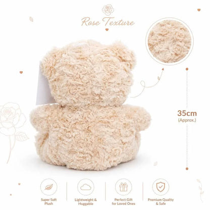 Cute Teddy Bear Soft Toy with Rose Texture 35cm for Kids