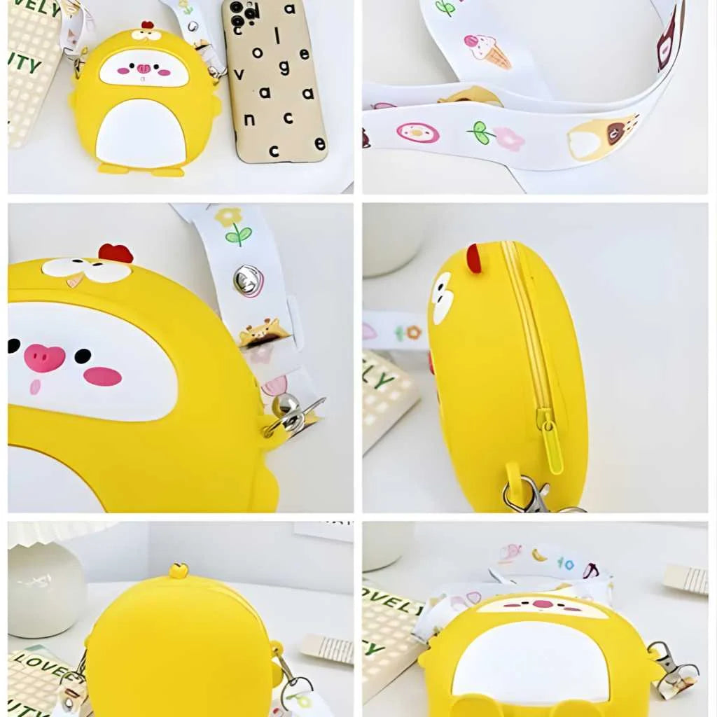 Cartoon Silicone Sling Bags for Girls With Adjustable Strap