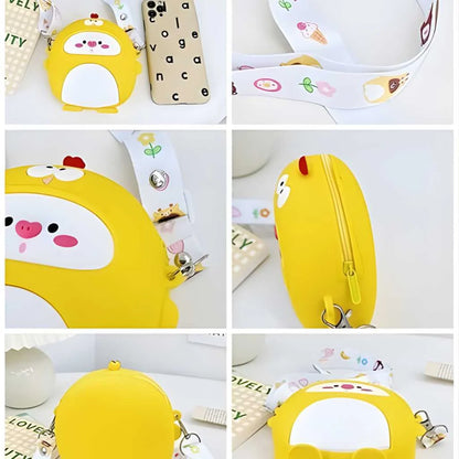 Cartoon Silicone Sling Bags for Girls With Adjustable Strap