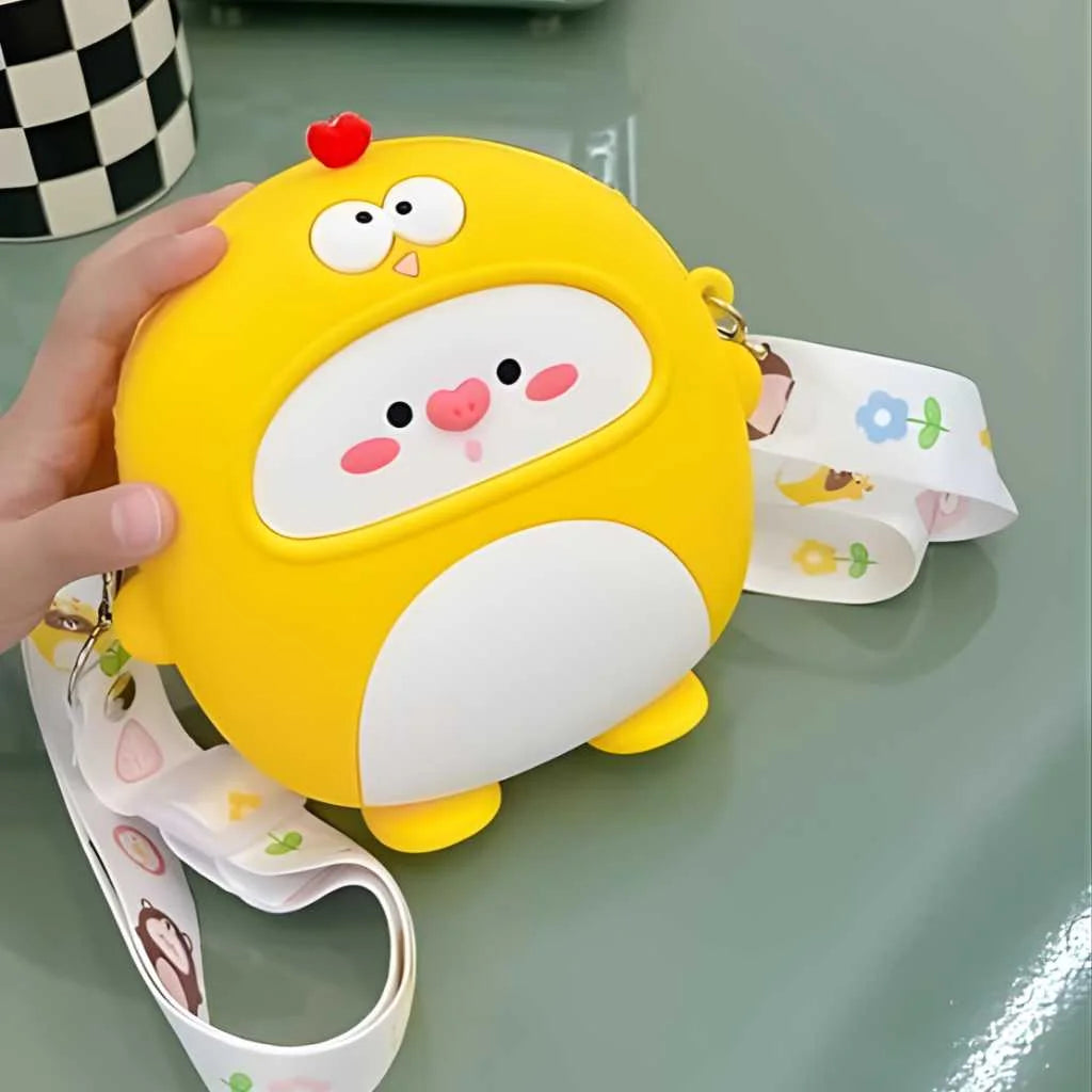Cartoon Silicone Sling Bags for Girls With Adjustable Strap
