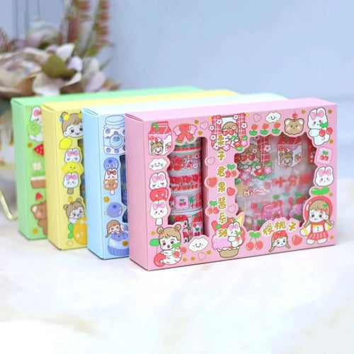 Cute Washi Tape Set with Cartoon Stickers for Kids