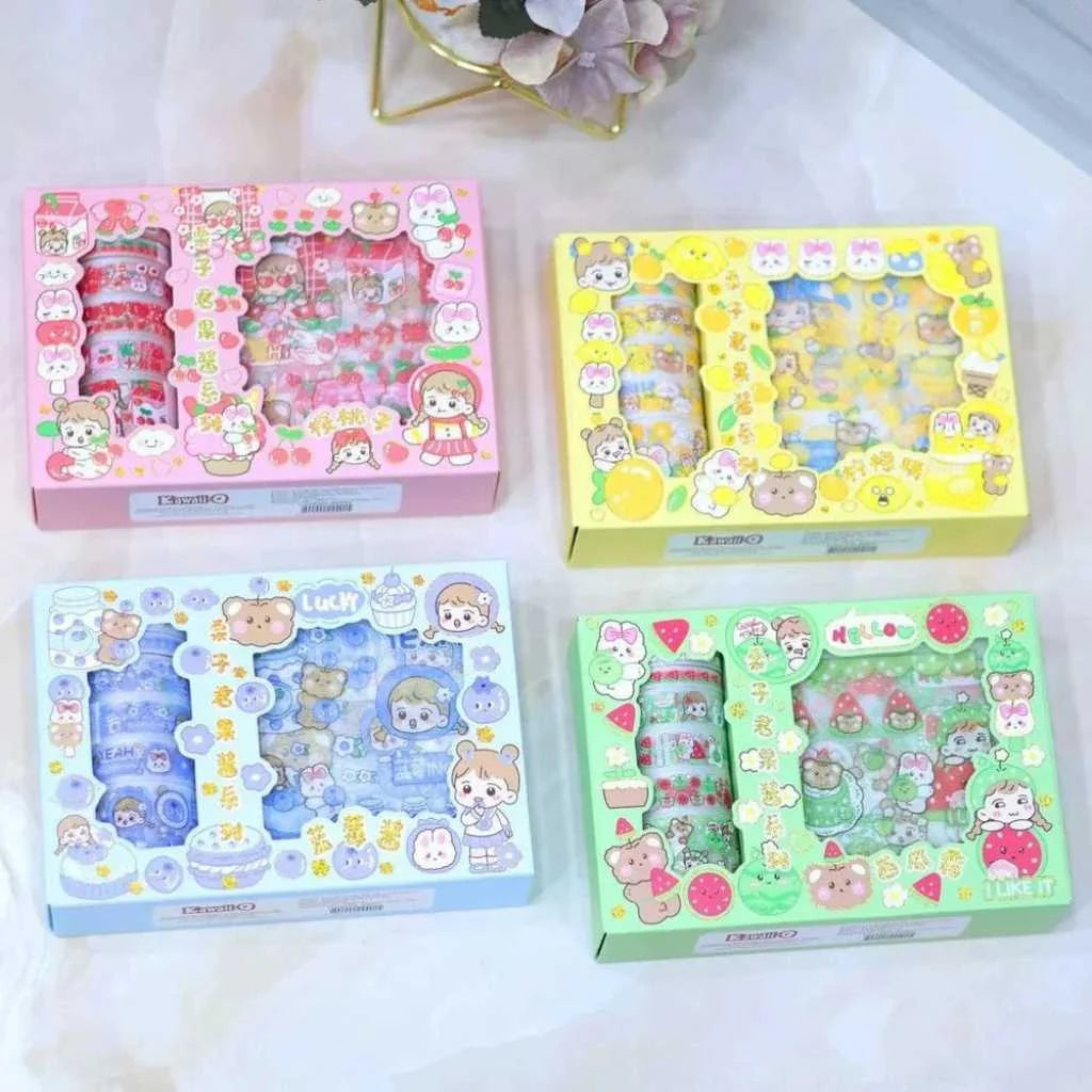 Cute Washi Tape Set with Cartoon Stickers for Kids