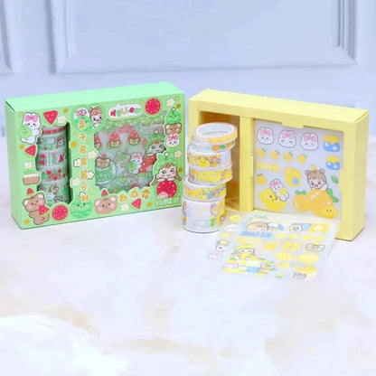 Cute Washi Tape Set with Cartoon Stickers for Kids