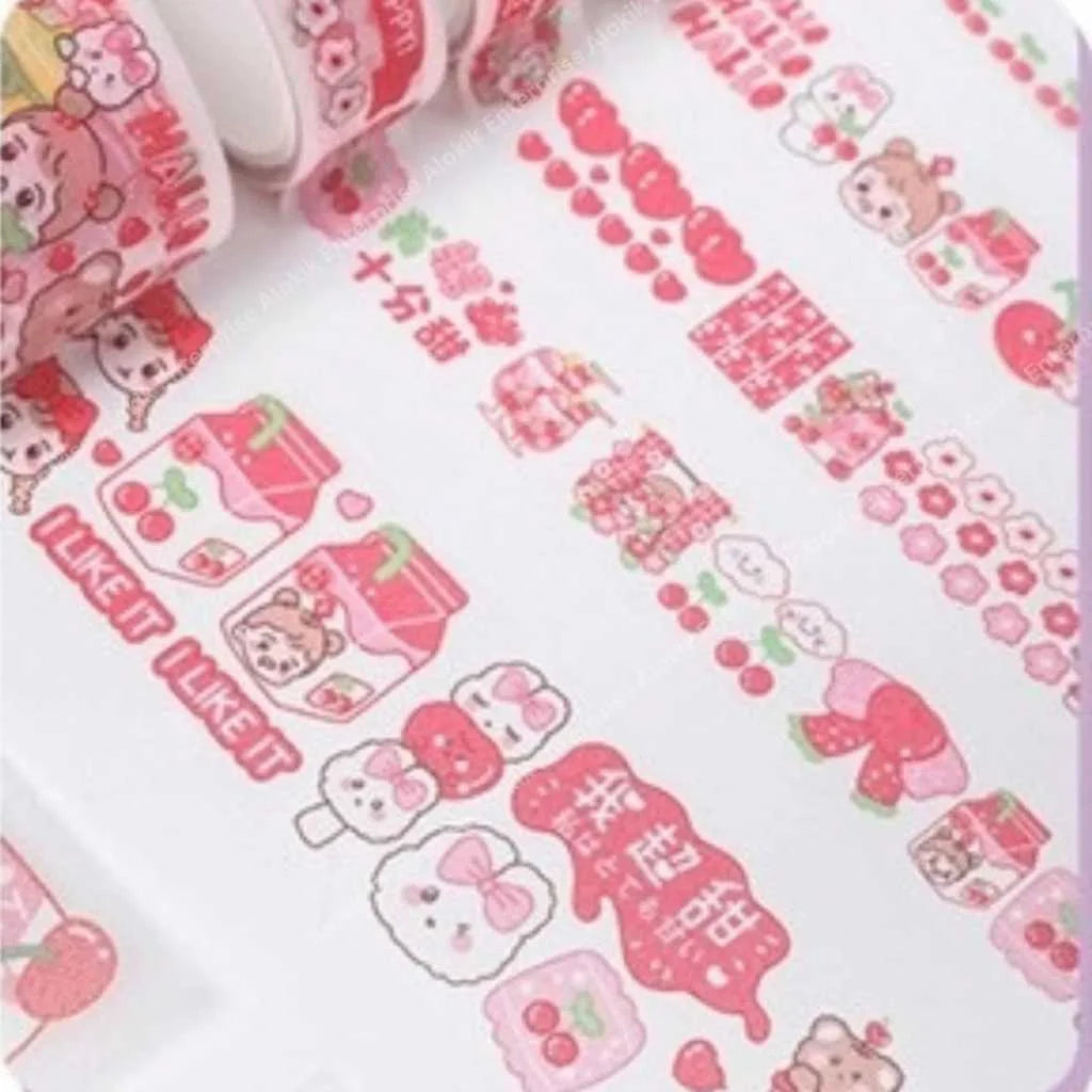 Cute Washi Tape Set with Cartoon Stickers for Kids