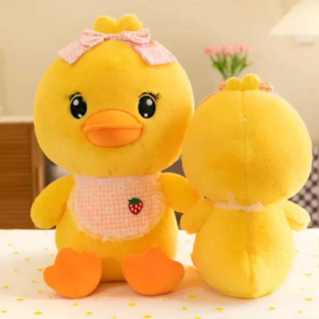 Cute Yellow Duck Soft Toy with Strawberry Apron 35cm