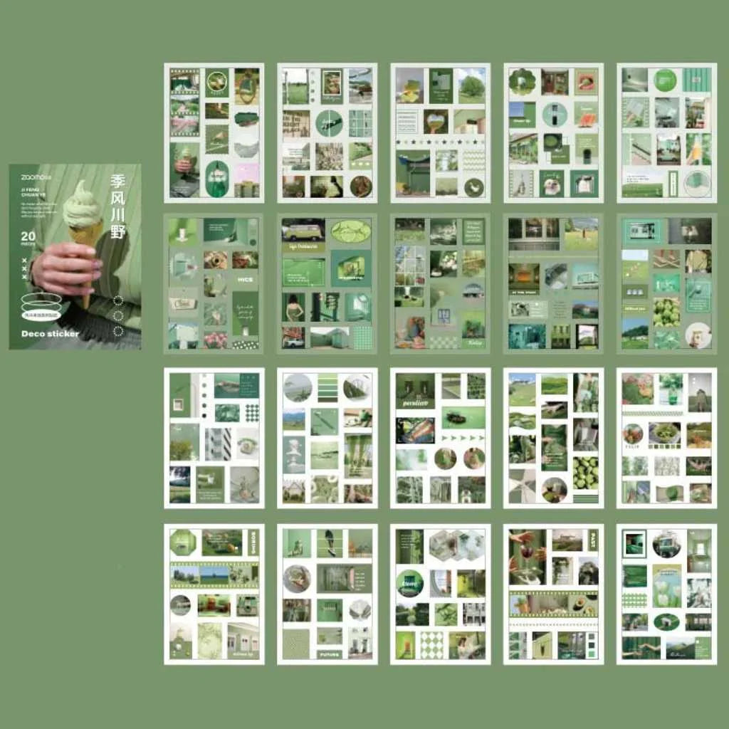 Deco Sticker Set 20 Sheets Aesthetic Journal Sticker Sheets