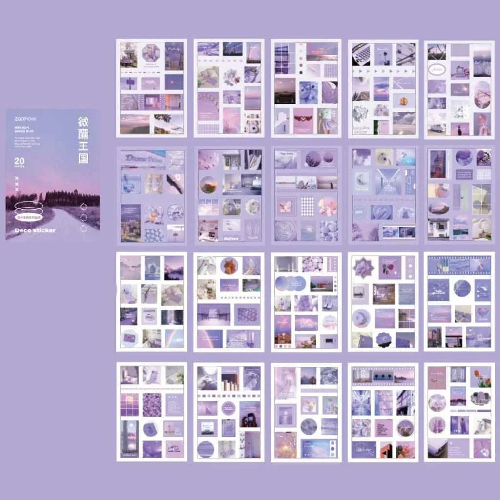 Deco Sticker Set 20 Sheets Aesthetic Journal Sticker Sheets