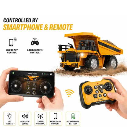 Die-Cast Engineering RC Dump Truck Toy for Kids