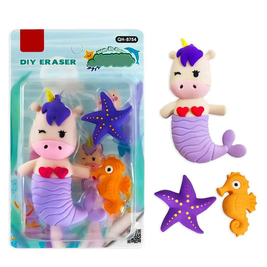 DIY Sea Creature Eraser Set - Unicorn, Starfish & Seahorse | DODKart