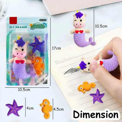 DIY Sea Creature Eraser Set - Unicorn, Starfish & Seahorse | DODKart