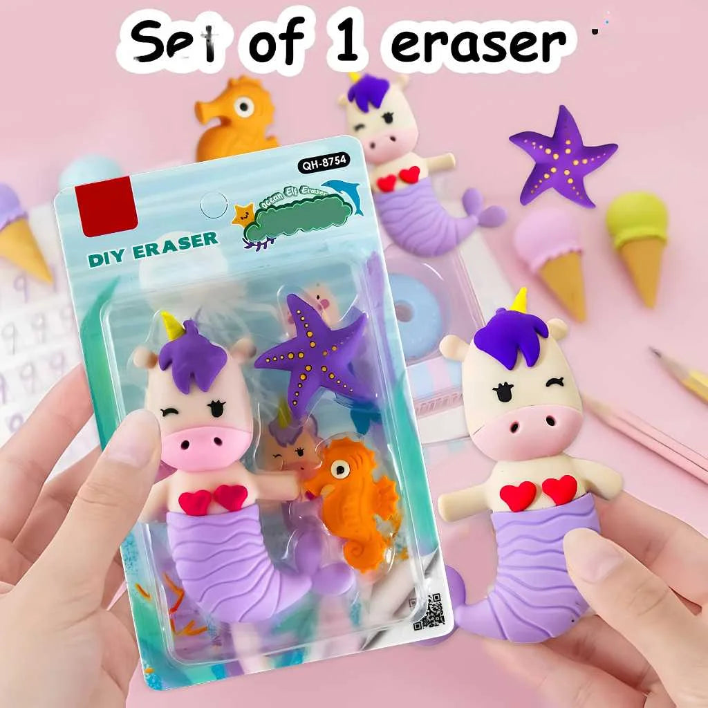 DIY Sea Creature Eraser Set - Unicorn, Starfish & Seahorse | DODKart