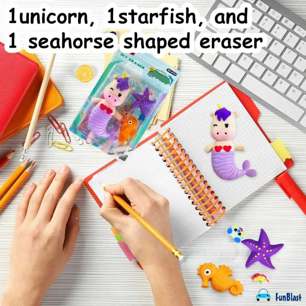 DIY Sea Creature Eraser Set - Unicorn, Starfish & Seahorse | DODKart