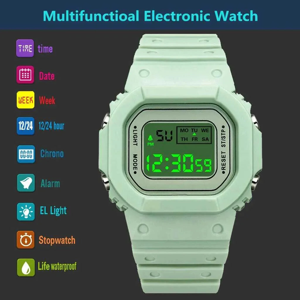 Electronic Digital Watch For Children with Square Dial
