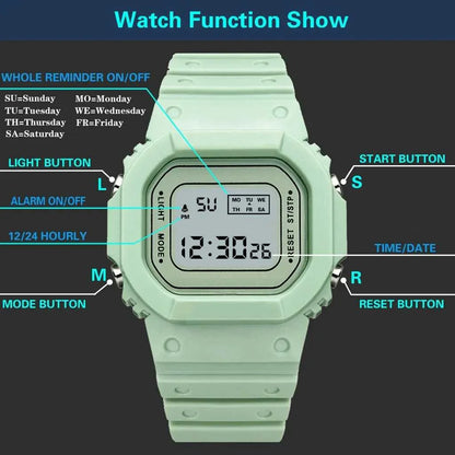 Electronic Digital Watch For Children with Square Dial
