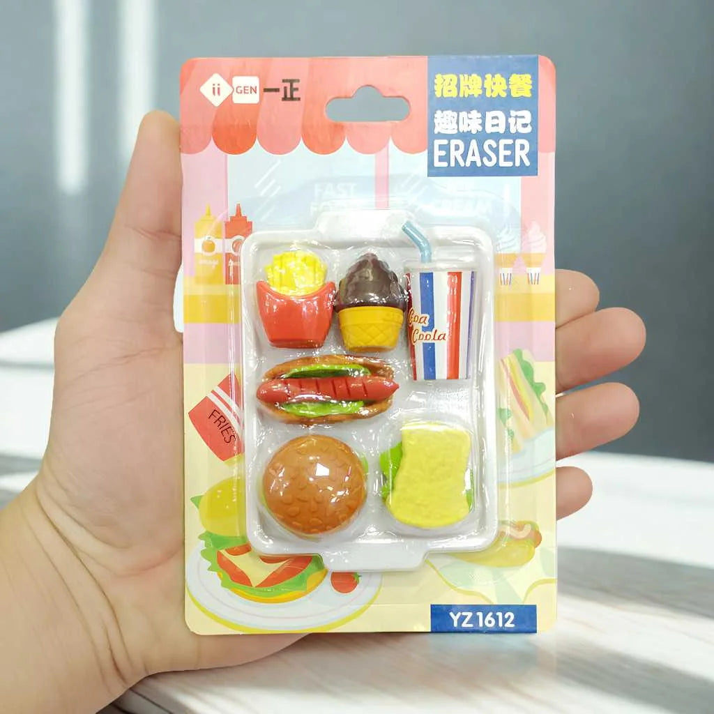 Fast Food Mini 3D Eraser Set - Cute Kawaii Erasers | DODKart